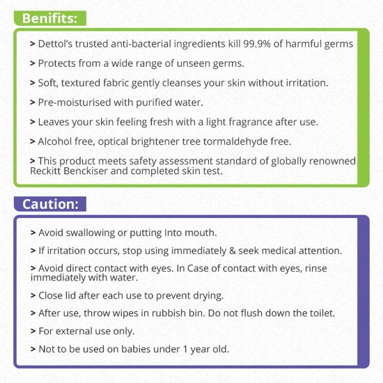 Picture of Dettol Antibacterial Disinfectant Wet Wipes Single Pack