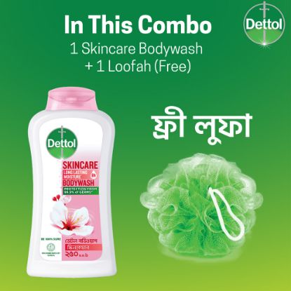 Picture of Dettol Antibacterial Body Wash Loofah Free Shower Gel Skincare Rose & Sakura Blossom with 8 Hour Lasting Moisture 250ml