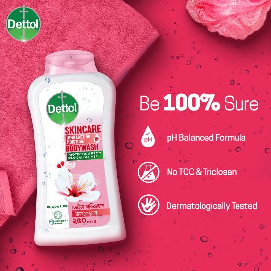 Picture of Dettol Antibacterial Body Wash Loofah Free Shower Gel Skincare Rose & Sakura Blossom with 8 Hour Lasting Moisture 250ml