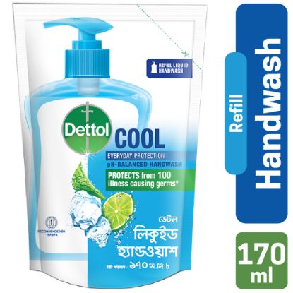 Picture of Dettol Handwash Cool 170ml Refill, pH-Balanced Liquid Soap with Menthol
