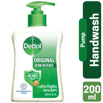 Picture of Dettol Handwash Original 200ml Pump, Liquid Soap with protection from 100 illness-causing germs