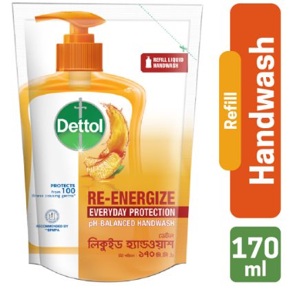 Picture of Dettol Handwash Re-energize 170ml Refill, pH-Balanced Liquid Soap formula