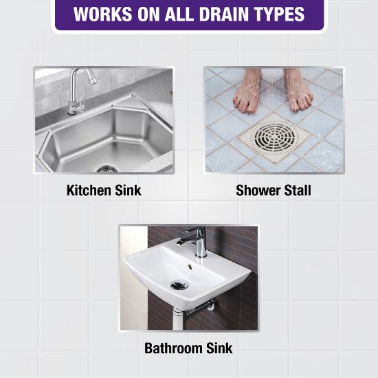 Picture of Harpic Drain Cleaning Xpert Powder 20pcs x 50g, Unblocks Clogged Bathroom, Kitchen & Shower Sink in 30 minutes, Clears Drainpipes, Melts Hair & Grease, Effective Sink and Drain Pipe Cleaner & Blockage Remover