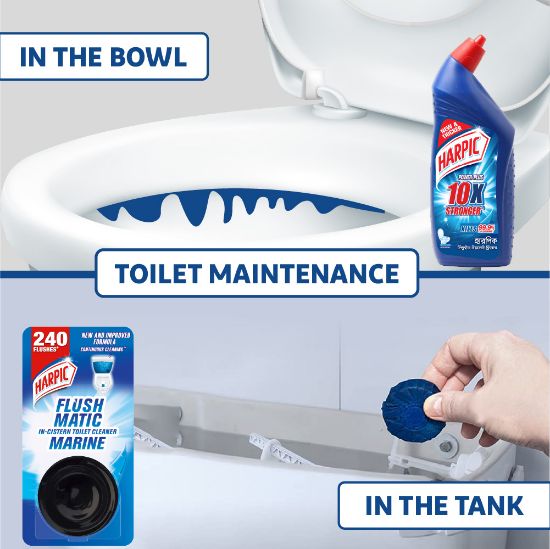 Picture of Harpic Flushmatic 50gm in-Cistern Toilet Cleaner, Automatic Cleaning with Every Flush
