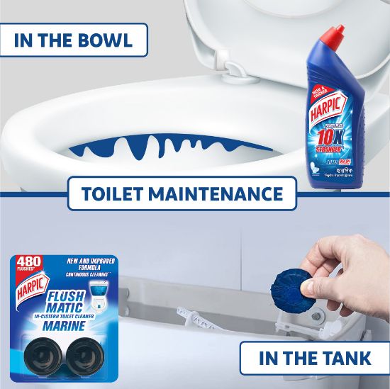 Picture of Harpic Flushmatic in-Cistern Toilet Cleaner Twin Pack (50gm X 2), Automatic Cleaning with Every Flush