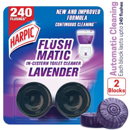 Picture of Harpic Flushmatic Lavender In Cistern Toilet Cleaner Blocks (100g) 2pcs