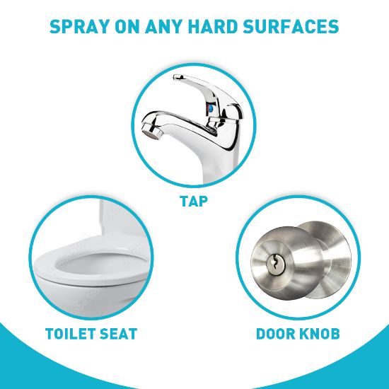 Picture of Harpic Toilet Seat Sanitizer Spray, Kills 99.9% Germs on Toilet Seat Covers, Basin Tap and Doorknob in 10 seconds, Citrus Fresh, 90ml