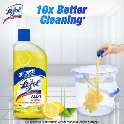 Picture of Lizol Disinfectant Floor & Surface Cleaner 1L Citrus, Kills 99.9% Germs