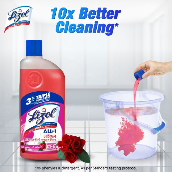 Picture of Lizol Disinfectant Floor & Surface Cleaner 1L Floral, Kills 99.9% Germs
