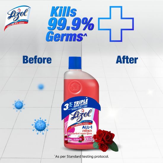 Picture of Lizol Disinfectant Floor & Surface Cleaner 1L Floral, Kills 99.9% Germs