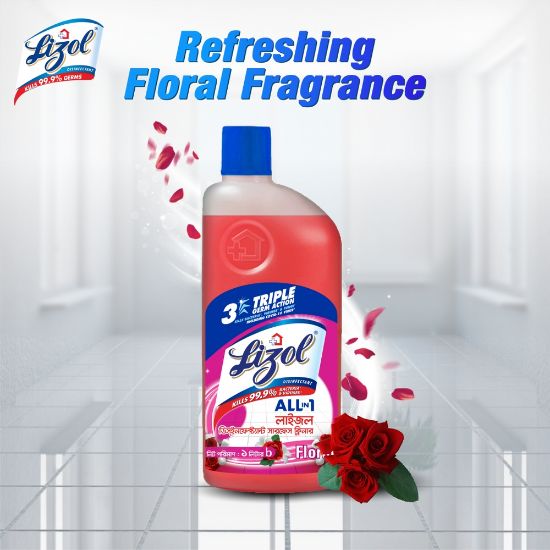 Picture of Lizol Disinfectant Floor & Surface Cleaner 1L Floral, Kills 99.9% Germs