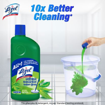 Picture of Lizol Disinfectant Floor & Surface Cleaner 1L Neem, Kills 99.9% Germs