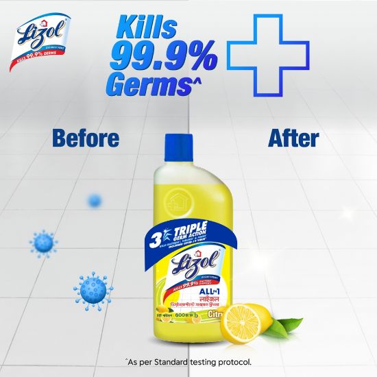 Picture of Lizol Disinfectant Floor & Surface Cleaner 500ml Citrus, Kills 99.9% Germs