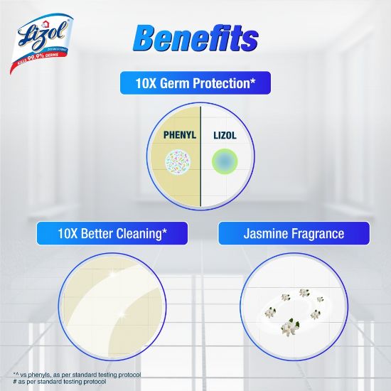 Picture of Lizol Disinfectant Floor & Surface Cleaner 500ml Jasmine, Kills 99.9% Germs