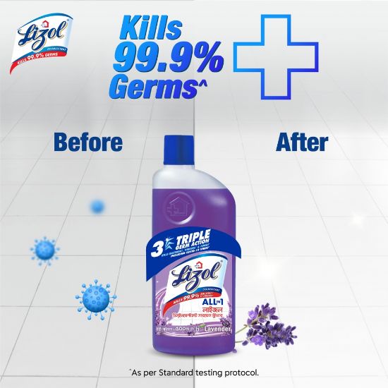 Picture of Lizol Disinfectant Floor & Surface Cleaner 500ml Lavender, Kills 99.9% Germs