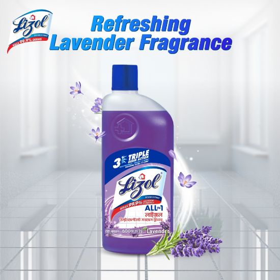 Picture of Lizol Disinfectant Floor & Surface Cleaner 500ml Lavender, Kills 99.9% Germs