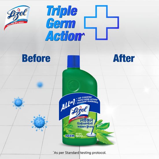 Picture of Lizol Disinfectant Floor & Surface Cleaner 500ml Neem, Kills 99.9% Germs