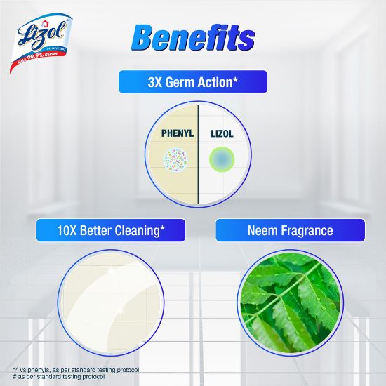 Picture of Lizol Disinfectant Floor & Surface Cleaner 500ml Neem, Kills 99.9% Germs