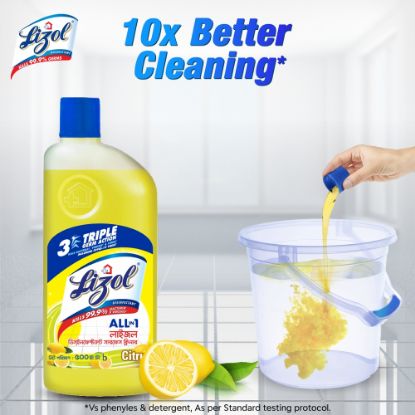 Picture of Lizol Disinfectant Floor & Surface Cleaner 5L Citrus, Super Saver Pack, Kills 99.9% Germs