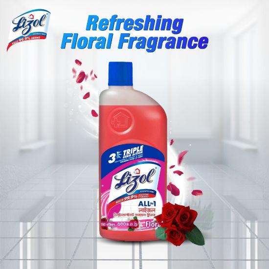 Picture of Lizol Disinfectant Floor & Surface Cleaner 5L Floral, Super Saver Pack, Kills 99.9% Germs