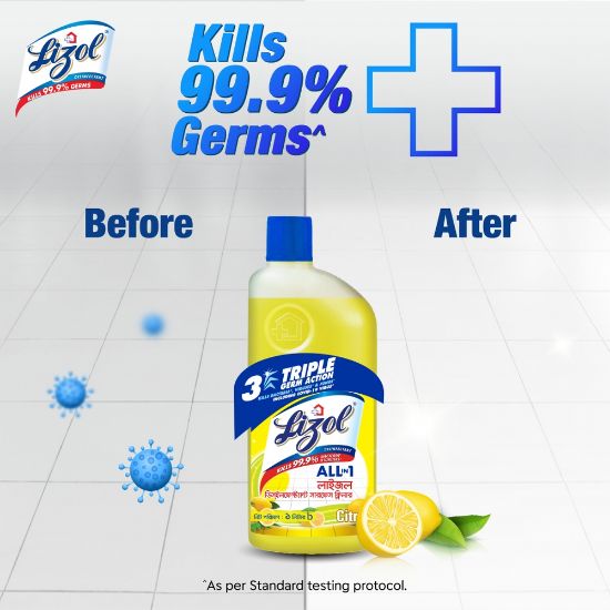 Picture of Lizol Disinfectant Floor & Surface Cleaner Citrus 2x500ml Double Pack, Kills 99.9% Germs