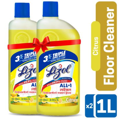 Picture of Lizol Disinfectant Floor & Surface Cleaner Citrus 2x1L Double Pack, Kills 99.9% Germs