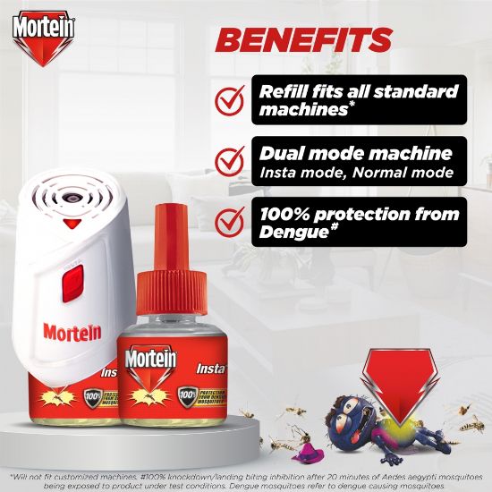 Picture of Mortein Mosquito Repellant Machine+Refill Combo Pack 45ml |100% Dengue Protection