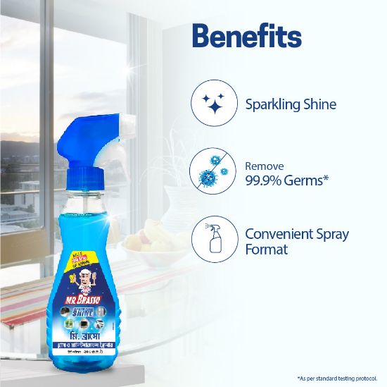 Picture of Mr. Brasso Glass & Household Cleaner Refill 250ml with Ultra Shine Formula for TV, Electronics, Fridge, Laminated Furniture, Mirror, Car Windshield