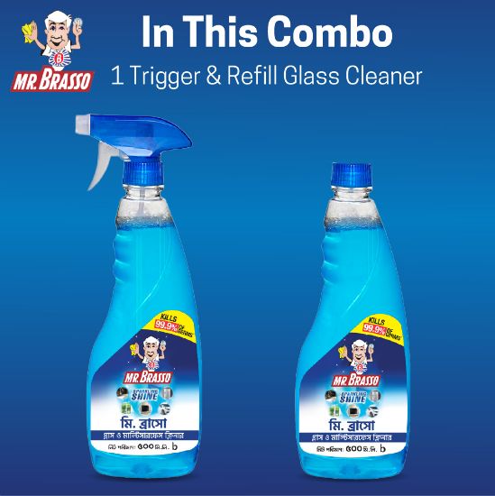 Picture of Mr. Brasso Glass & Household Cleaner Spray 500ml & 500 ml Refill Combo Pack