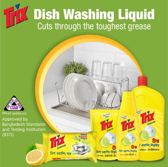 Picture of Trix Dishwashing Liquid 750ml (Bottle & Refill Combo) Lemon Fragrance for Scratch-Free Sparkling Clean Dishes, removes grease stains