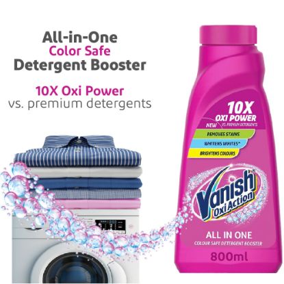 Picture of Vanish All in One Liquid Detergent Booster - 800 ml, Removes Stains, Whitens Whites and Brightens Colors