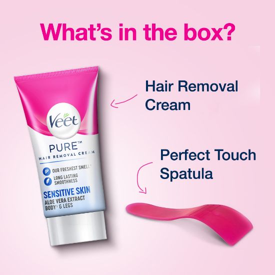 Picture of Veet Hair Removal Cream 25gm Sensitive Skin for Body & Legs, Get Salon-like Silky Smooth Skin with 5 in 1 Skin Benefits