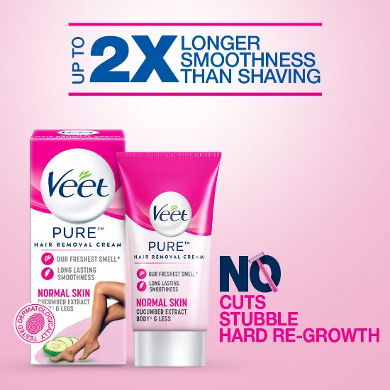 Picture of Veet Hair Removal Cream 50gm Normal Skin for Body & Legs, Get Salon-like Silky Smooth Skin with 5 in 1 Skin Benefits