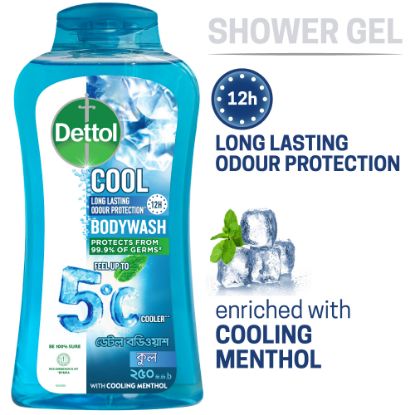 Picture of Dettol Cool upto 5°C Cooler Bodywash with 12Hour Long Lasting Odour Protection 250ml