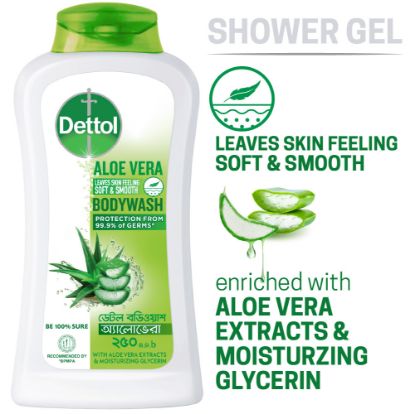 Picture of Dettol Aloe Vera with Moisturizing Glycerin Bodywash Leaves Skin Feeling Soft & Smooth 250ml