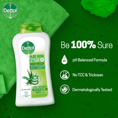 Picture of Dettol Aloe Vera with Moisturizing Glycerin Bodywash Leaves Skin Feeling Soft & Smooth 250ml