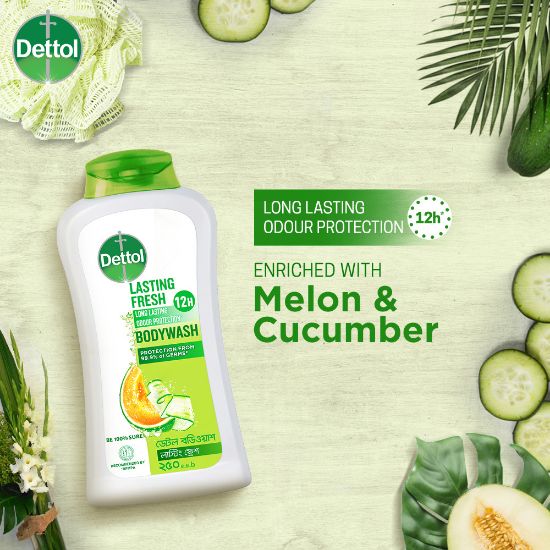 Picture of Dettol Lasting Fresh Body Wash with Refreshing Melon & Cucumber Fragrance, 12 Hours Odour Protection 250ml Shower Gel