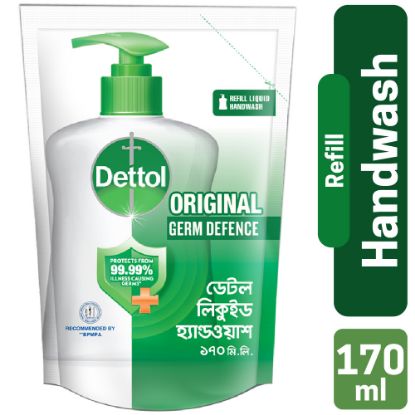 Picture of Dettol Handwash Original 170ml Refill, Liquid Soap with protection from 100 illness-causing germs
