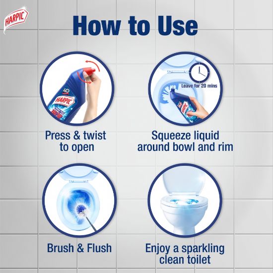 Picture of Harpic Toilet Cleaner 2L (1L X 2), Double Pack Original Power Plus 10/10 Stain Remover