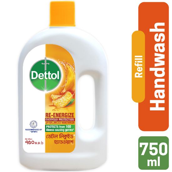 Picture of Dettol Handwash Re-energize 750ml Refill, pH-Balanced Liquid Soap formula