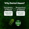 Picture of Dettol Soap Neem with Pure Neem Oil Bathing Shower Bar 125g, protects from 99.9% skin infection causing germs.
