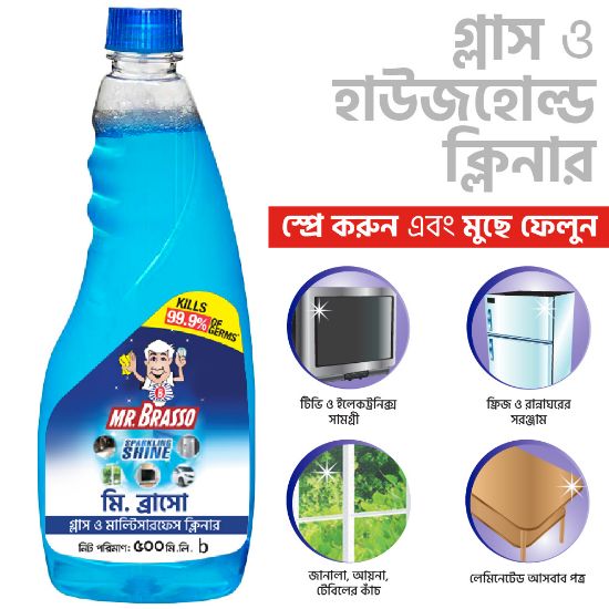 Picture of Mr. Brasso Glass & Household Cleaner Refill 500ml with Ultra Shine Formula for TV, Electronics, Fridge, Laminated Furniture, Mirror, Car Windshield