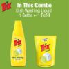 Picture of Trix Dishwashing Liquid 750ml (Bottle & Refill Combo) Lemon Fragrance for Scratch-Free Sparkling Clean Dishes, removes grease stains
