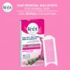 Picture of Veet Wax Strips for Bikini Line, Underarm, Upper Lips & Facial Hair, 16 One-Side Strips (2 Strips Patched Together X 8) & 3 Perfect Finish Wipes for Long Lasting Smoothness, Normal Skin, Made in France